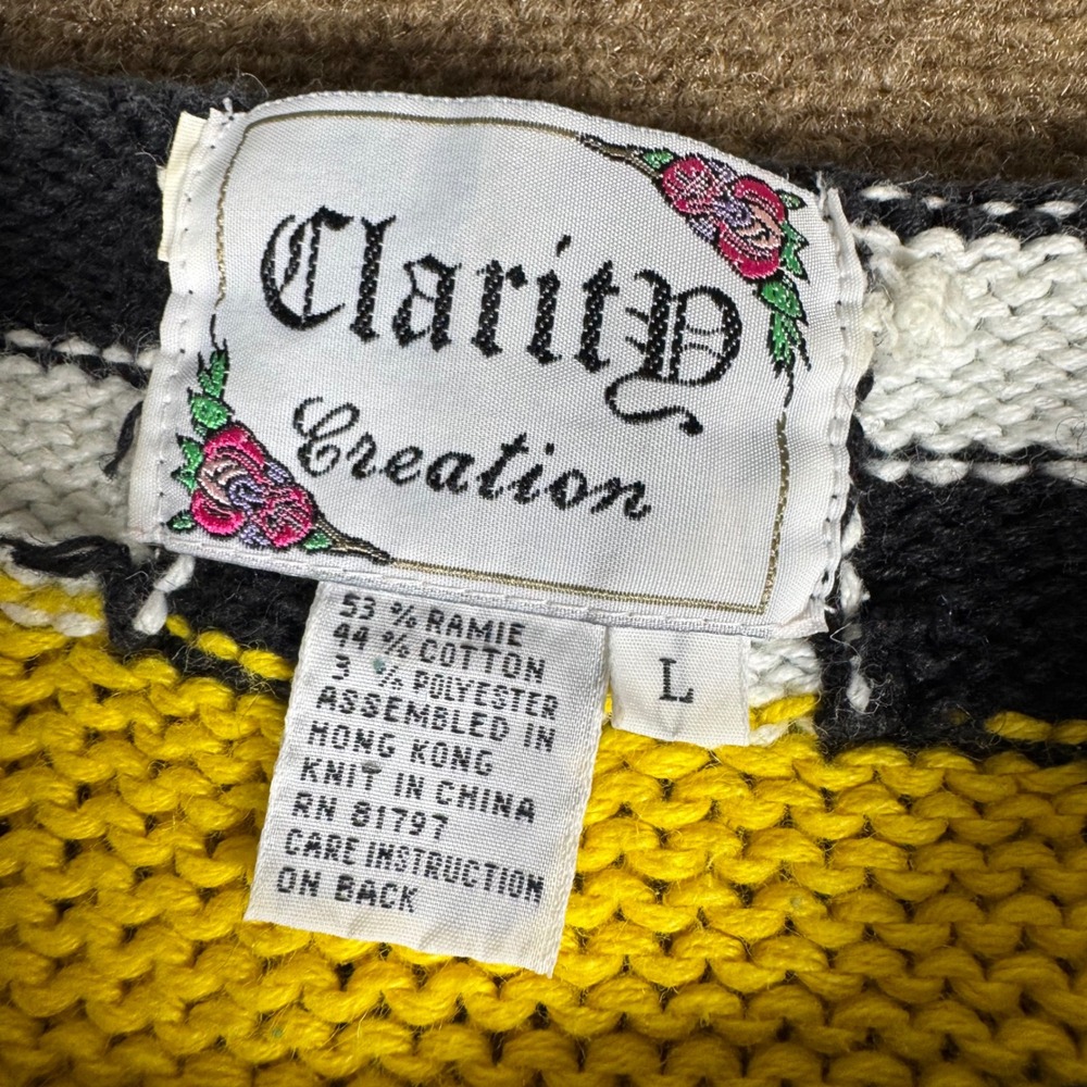 VTG Sweater Womens Large L 80s 90s Abstract Oversized Sweater Geometric Checker - Picture 6 of 13
